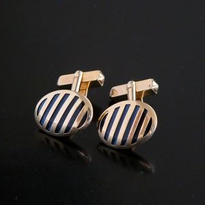 Vintage Swank Blue Jeweled Stripe Cufflinks